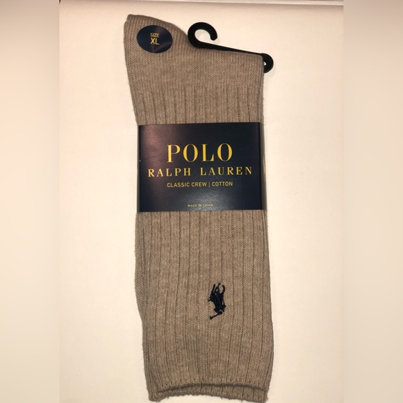 Polo Crew Socks NWT  Men XL in gray and Oat/ Wheat L in cream SOLD - Picture 4 of 5